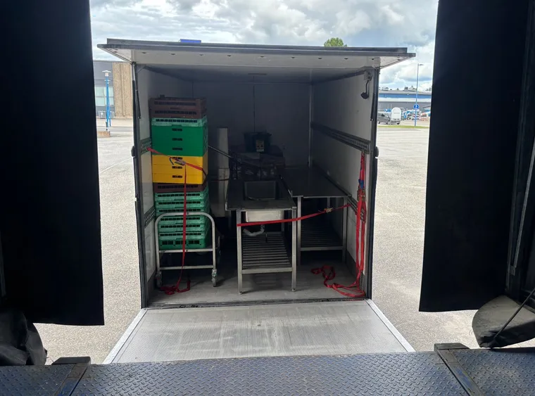 Truck cargo space loaded and secured for transport